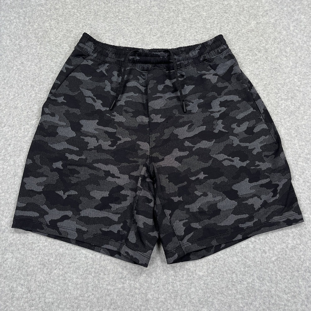 Lululemon Pace Breaker Shorts Mens Small Black Gray Camo 7" Lined Athletic Gym